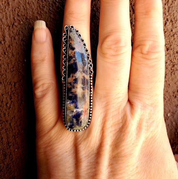 New Huge Sodalite 925 Silver Statement Ring. - Picture 5 of 16